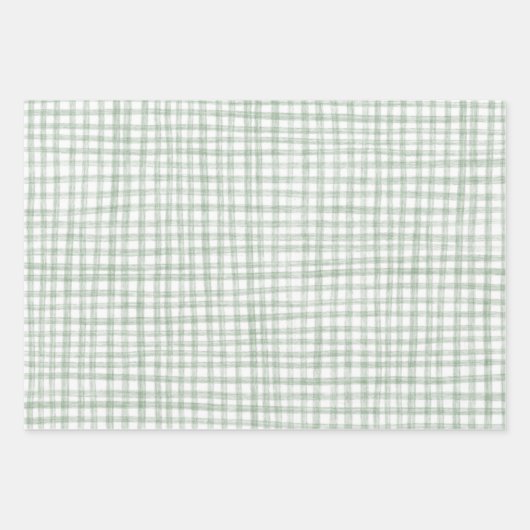 Gingham Hand Gezeichnet Moderne Niedliche Weihnach Geschenkpapier Set (Vorderseite)