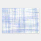 Gingham Hand Gezeichnet Modernes Niedliches Blaues Geschenkpapier Set (Vorderseite 3)