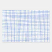 Gingham Hand Gezeichnet Modernes Niedliches Blaues Geschenkpapier Set (Vorderseite)