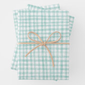 Gingham Hand Gezeichnet Modernes Niedliches Grünes Geschenkpapier Set (Beispiel)