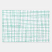 Gingham Hand Gezeichnet Modernes Niedliches Grünes Geschenkpapier Set (Vorderseite)