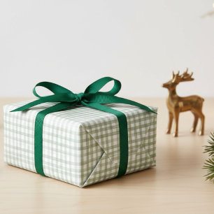 Gingham Hand Gezeichnet Modernes Niedliches Grünes Geschenkpapier Set