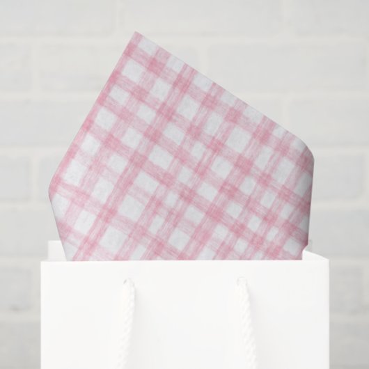 Gingham Hand Gezeichnet Modernes Niedliches Rosa W Seidenpapier (Geschenktüte)