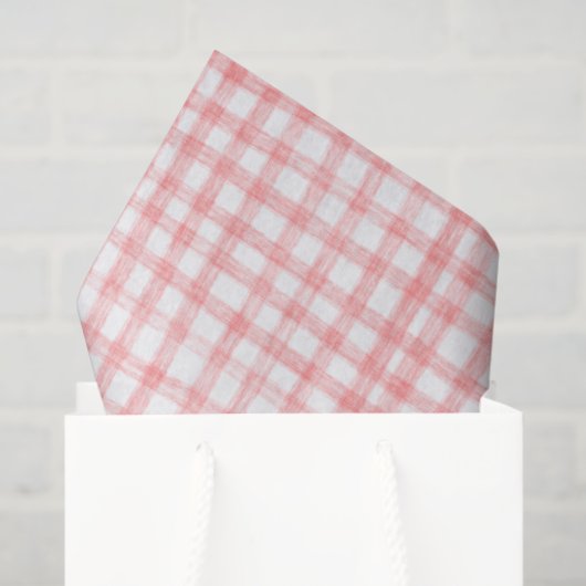 Gingham Hand Gezeichnet Modernes Niedliches Rotes  Seidenpapier (Geschenktüte)