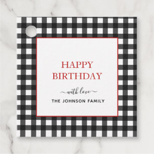 Gingham Happy Birthday Geschenk Tags Geschenkanhänger