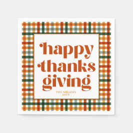Gingham Happy Thanksgiving Serviette