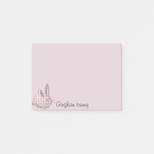 Gingham-Hase - rosa Post-it Klebezettel (Vorderseite)