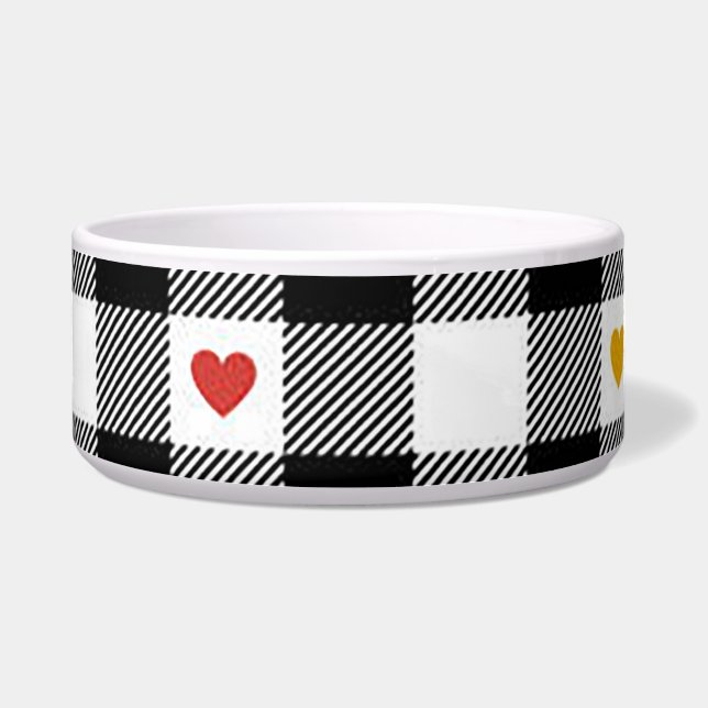 Gingham Heart Dog Bowl Napf (Vorderseite)