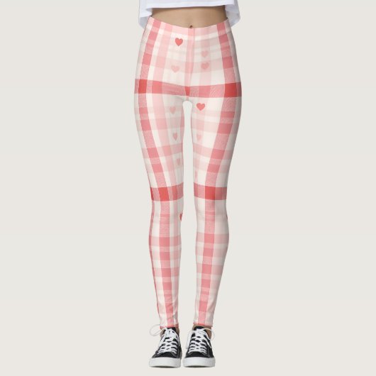 Gingham Hearts • Classic Sweet Valentine Seamless  Leggings (Vorderseite)