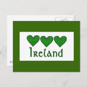 Gingham Hearts Irland Postkarte (Vorne/Hinten)