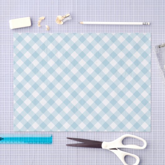 Gingham Hellblau-Weiß-Muster Seidenpapier (Handwerk)