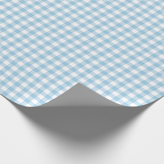 Gingham-hellblaues Packpapier (Ecke)