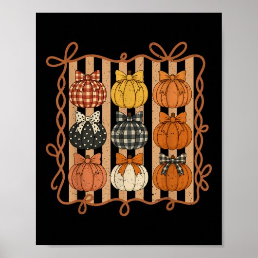 Gingham-Herbst-Bogen-Kürbis-Coquette-Herbst-Thanks Poster (Vorne)