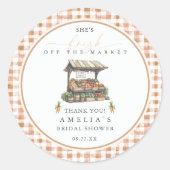 Gingham Herbst Frisch Vom Markt Brautdusche Runder Aufkleber (Vorderseite)