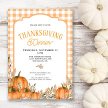 Gingham-Herbstkürbisse Thanksgiving-Dinner