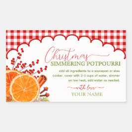 Gingham-Herdtopf-Weihnachten-Simmering-Potpourri Rechteckiger Aufkleber