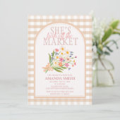 Gingham Hochzeitsshower - Frisch vom Markt Einladung (Stehend Vorderseite)
