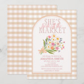 Gingham Hochzeitsshower - Frisch vom Markt Einladung (Vorne/Hinten)