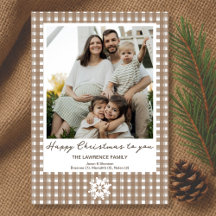 Gingham Holiday Foto Card zum Weihnachten