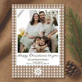 Gingham Holiday Foto Card zum Weihnachten