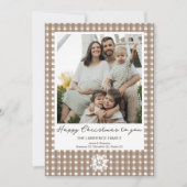 Gingham Holiday Foto Card zum Weihnachten (Vorderseite)