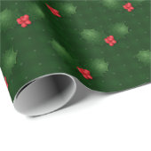 Gingham Holly Berries Geschenkpapier (Rolleneckpunkt)