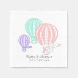 Gingham Hot Air Ballon Adventure Baby Shower Serviette