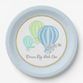 Gingham Hot Air Balloon Baby Blue Pappteller (Vorderseite)