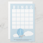 Gingham Hot Air Balloon Baby Shower Bingo Briefpapier (Vorne/Hinten)