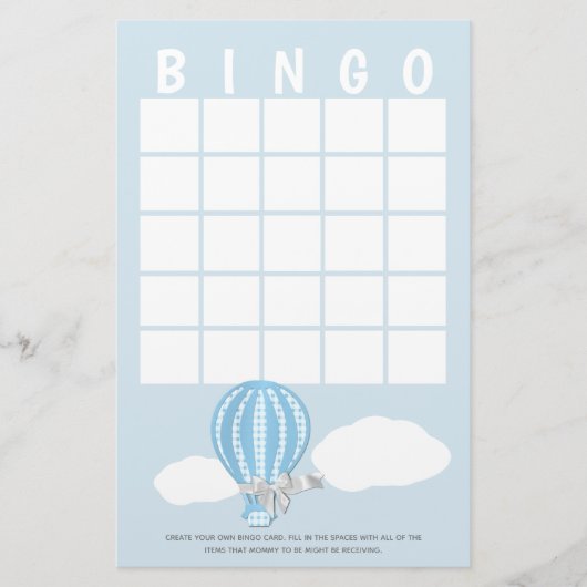 Gingham Hot Air Balloon Baby Shower Bingo Briefpapier (Vorderseite)