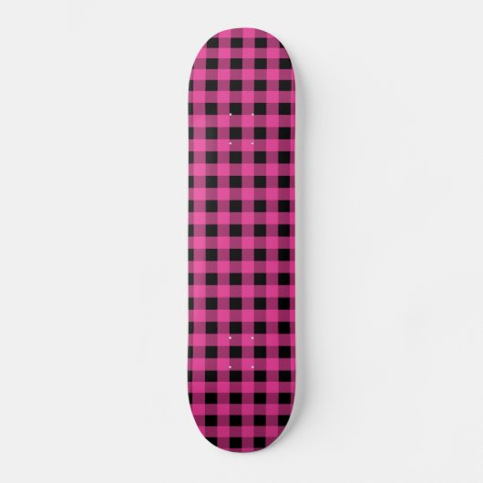 Gingham Hot Pink und Black Skateboard (Vorderseite)