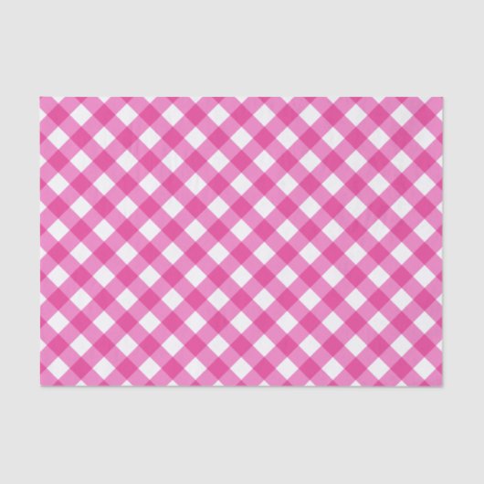 Gingham Hot Pink und White Pattern Seidenpapier (Vorderseite)