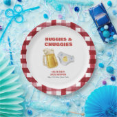 Gingham Huggies Chuggies Bier Windel Baby Shower Pappteller (Party)