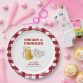 Gingham Huggies Chuggies Bier Windel Baby Shower Pappteller (Party)