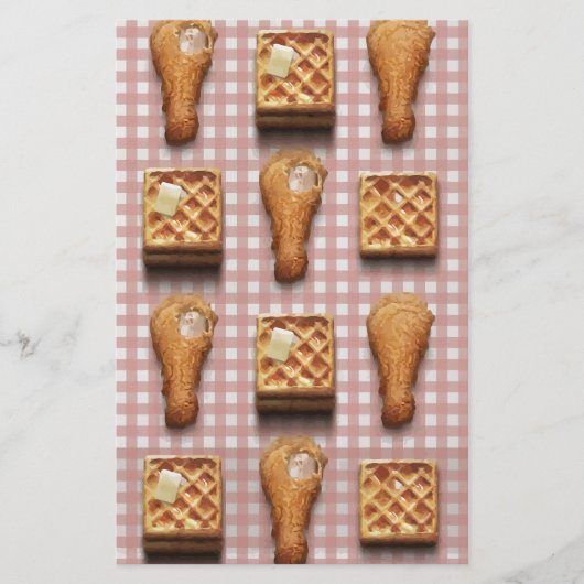 Gingham-Hühnchen-Waffeln Briefpapier (Vorderseite)
