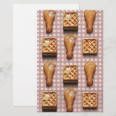 Gingham-Hühnchen-Waffeln Briefpapier (Vorne/Hinten)