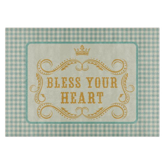 Gingham, Ihr Herz südlich Zitat Schneidebrett (Vorderseite)