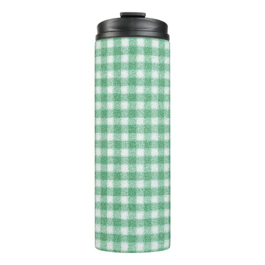 Gingham in Nappalindgrün Thermosbecher (Vorderseite)