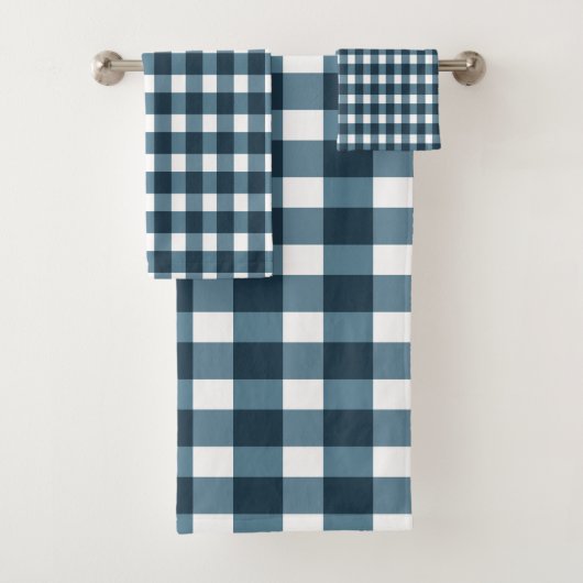 Gingham Indigo Blue Pattern Badhandtuch Set (Insitu)