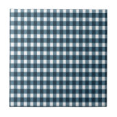 Gingham Indigo Blue Pattern Fliese (Vorderseite)
