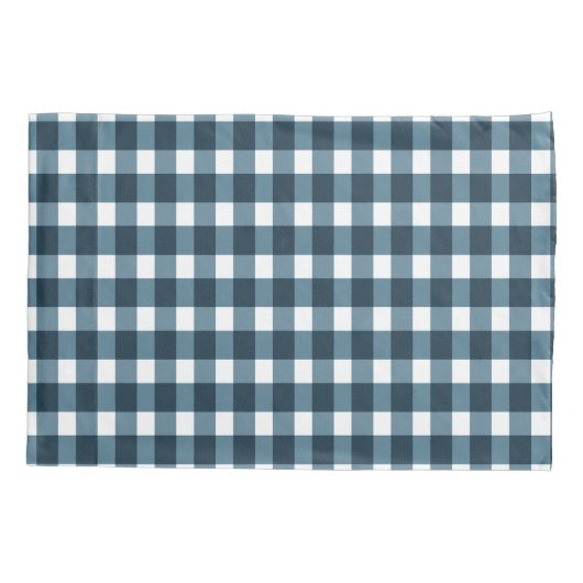 Gingham Indigo Blue Pattern Kissenbezug (Rückseite-Links)