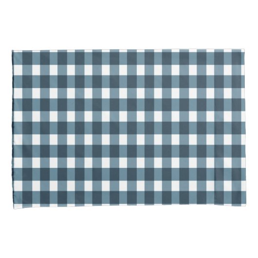 Gingham Indigo Blue Pattern Kissenbezug (Vorderseite-Rechts)