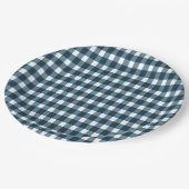 Gingham Indigo Blue Pattern Pappteller (Schrägansicht)