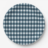 Gingham Indigo Blue Pattern Pappteller (Vorderseite)