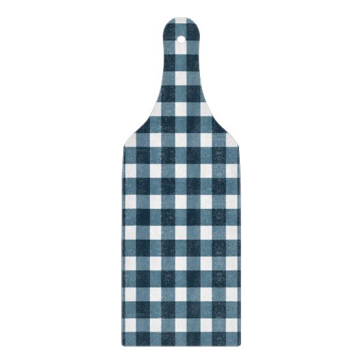 Gingham Indigo Blue Pattern Schneidebrett (Vorderseite)