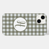Gingham Initial Monogram Circle Sage Green Karo Case-Mate iPhone Hülle (Rückseite (Horizontal))