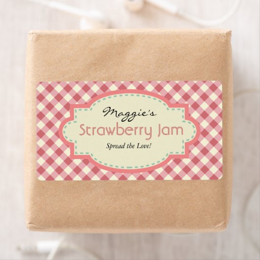 Gingham Jam Jar Labels, Anpassen (Insitu)