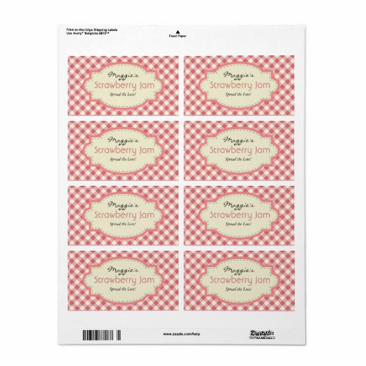 Gingham Jam Jar Labels, Anpassen (Vorne)
