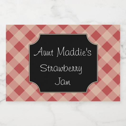 Gingham Jar Kitchen Labels Geschenkstempel Lebensmitteletikett (Einzelnes Label)