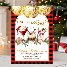 Gingham Jingle Mingle Weihnachts-Cocktail-Party Einladung